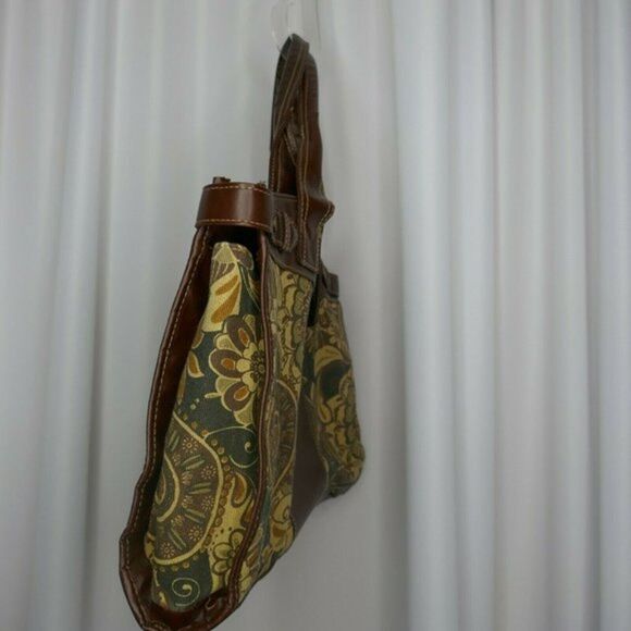 Braciano Large handbag shoulder tote brown floral paisley tapestry pattern - Picture 5 of 9